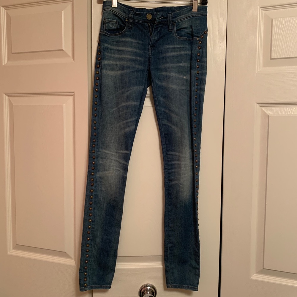 Blank NYC Bronze Studded Distressed Jeans